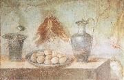 unknow artist Still life wall Painting from the House of Julia Felix Pompeii thrusches eggs and domestic utensils Spain oil painting artist